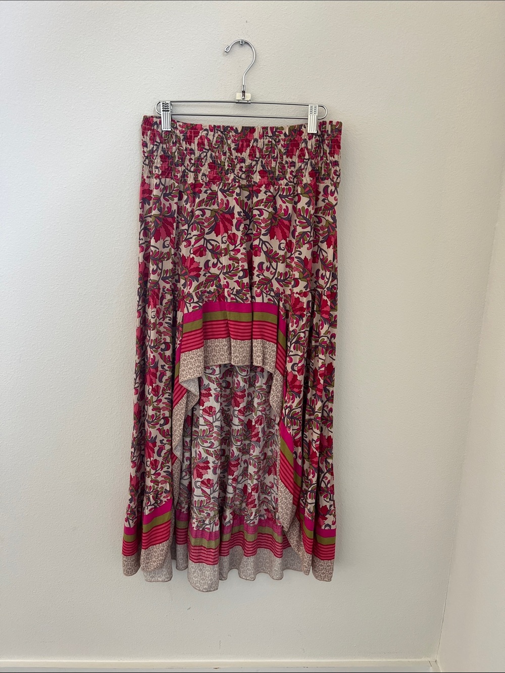 Floral Pink High-Low Maxi Skirt